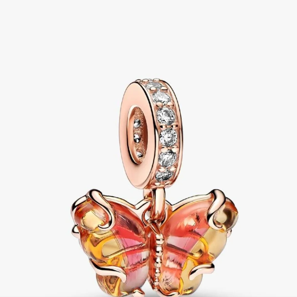 Pandora Rose Gold Butterfly Charm with Pink and Yellow Enamel Wings - Picture 4 of 6